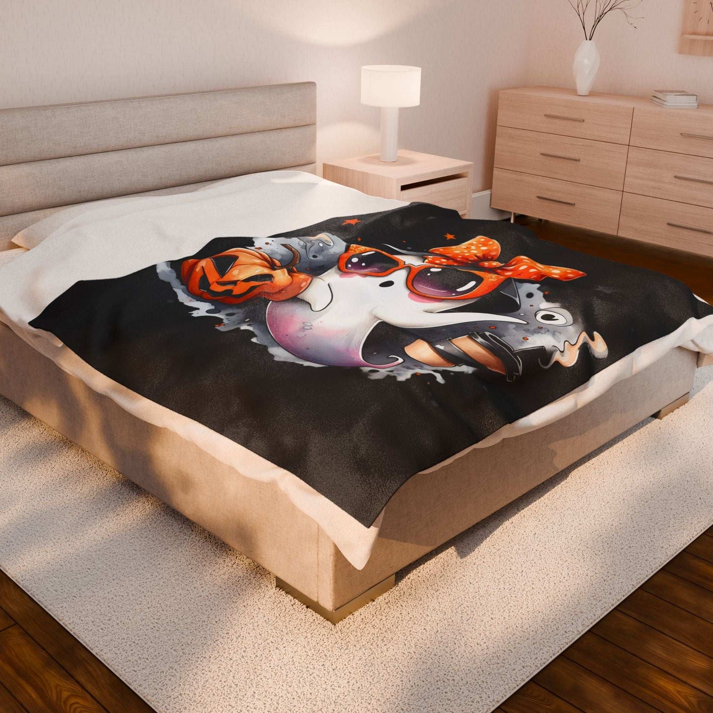 Halloween Ghost Velvet Plush Blanket - Luxury Fall Throw - Purrfect Pet Haven