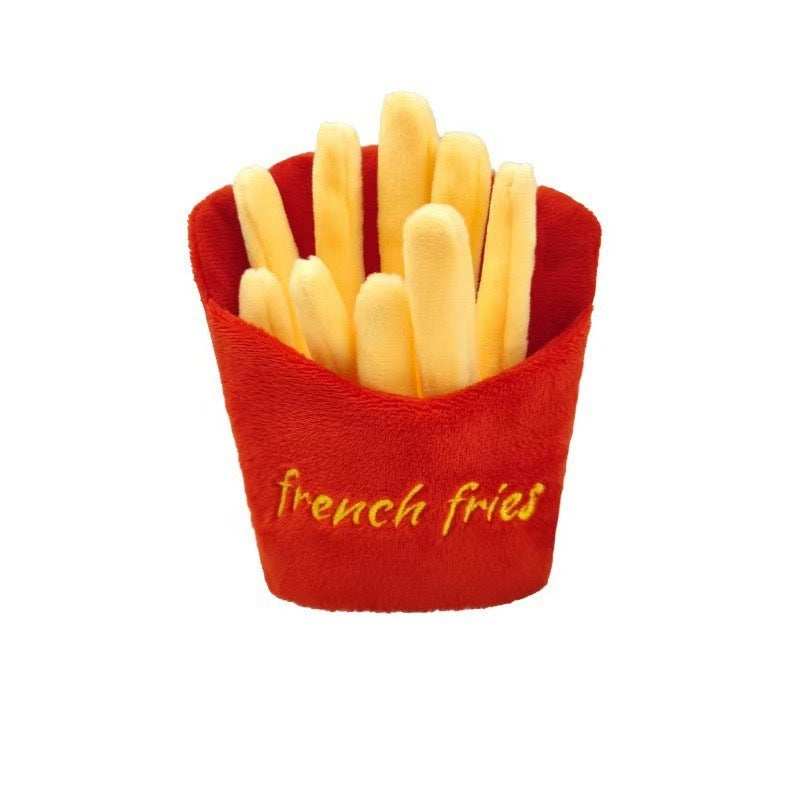 Fast Food Dog Toy Set - 4-in-1 Squeaky Plush Bucket with Fries, Burger & Soda - Purrfect Pet Haven