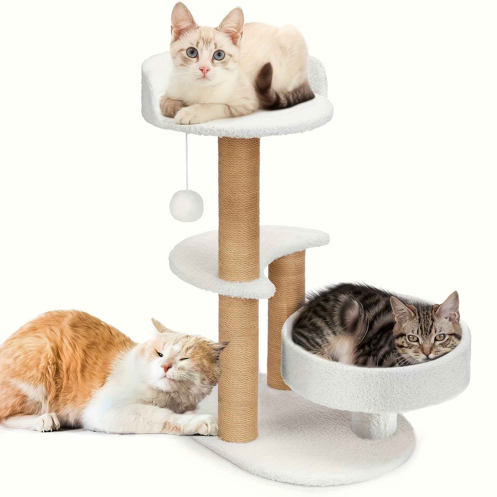 Luxury Cat Tree With Scratching Posts - Easy To Assemble, Wooden Fiber Structure, Suitable For Cats. - Purrfect Pet Haven