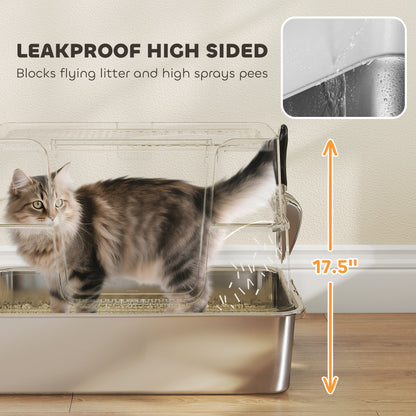 Cat Litter Box - XL Stainless Steel Enclosed with Scoop - Purrfect Pet Haven