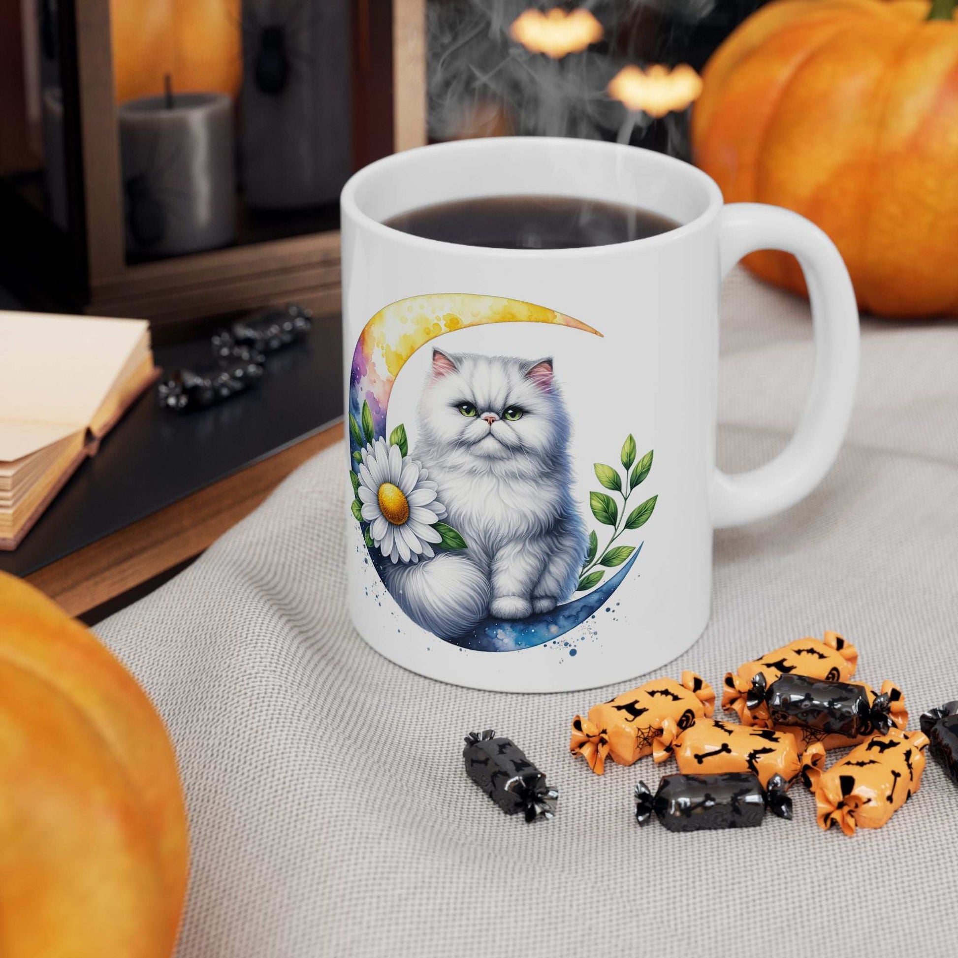 Whimsical Floral Cat Ceramic Mug - 11oz & 15oz - Purrfect Pet Haven