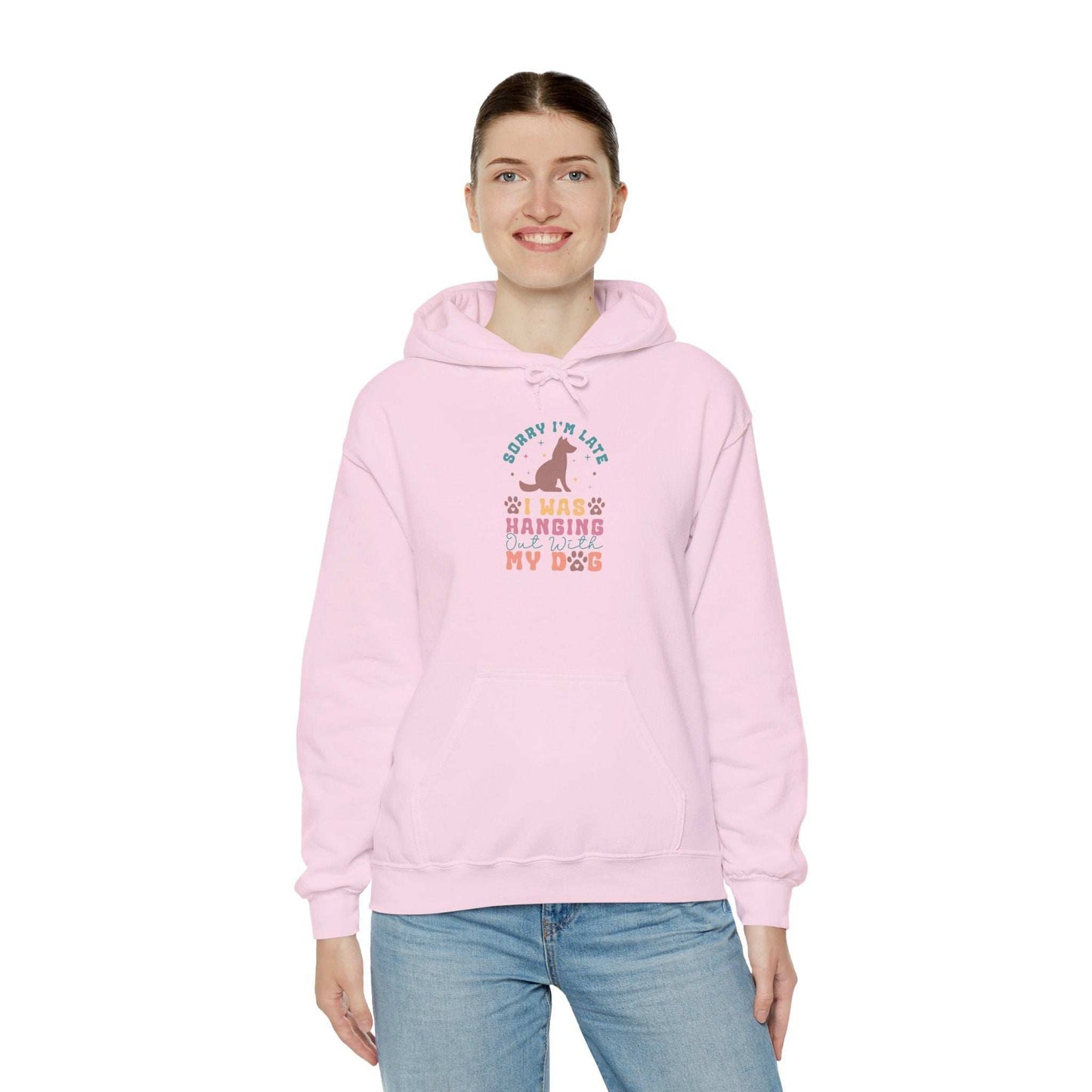 Funny Dog Lover Sweatshirt - "Sorry I'm Late, I Was Hanging Out With My Dog" - Unisex Heavy Blend™ Hoodie - Purrfect Pet Haven
