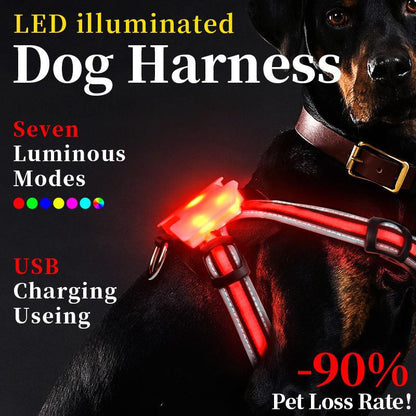 Night Dog Walking Vest Large Medium and Small Explosion proof Flushing Dog Strap LED Luminous Chest Strap