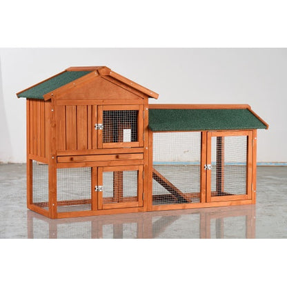 Rabbit Hutch - 2-Story Outdoor Wooden Cage - Purrfect Pet Haven