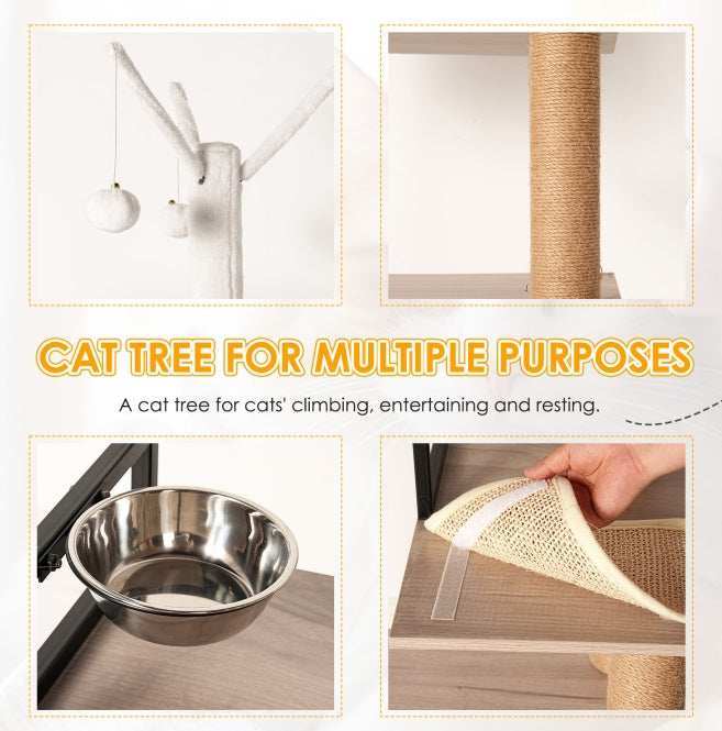 Cat Tree With Litter Box Enclosure - Modern 3-in-1 Cat Condo With Scratching Posts - Purrfect Pet Haven