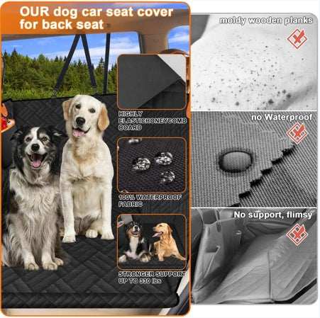 Adjustable Hard Bottom Dog Car Seat Backrest with Window & Storage Pockets - Purrfect Pet Haven