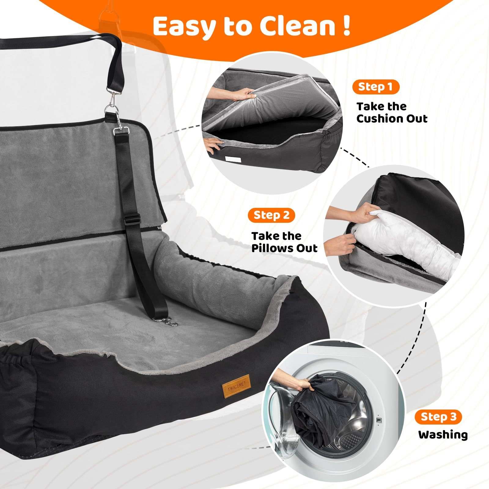 Coral Fleece Dog Booster Seat, Pet Travel Bed With Storage And Clip-on Leash, For Large Dogs 70 Lbs Or 2 Medium,Small Dogs - Purrfect Pet Haven
