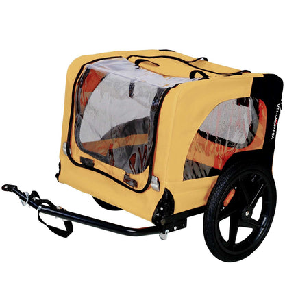 Yellow Outdoor Heavy Duty Foldable Practical Pet Stroller Dog Carrier With Bicycle Tow - Purrfect Pet Haven