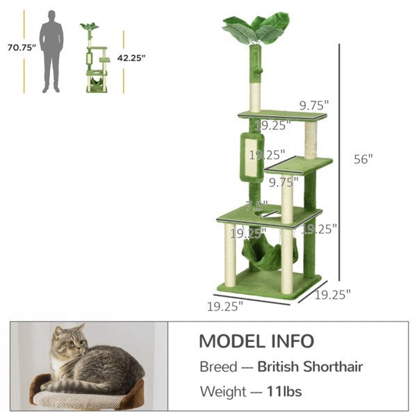 Cat Climbing Tower - 56" Multi-Level with Sisal Posts - Purrfect Pet Haven