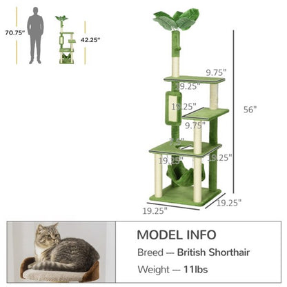 Cat Climbing Tower - 56" Multi-Level with Sisal Posts - Purrfect Pet Haven