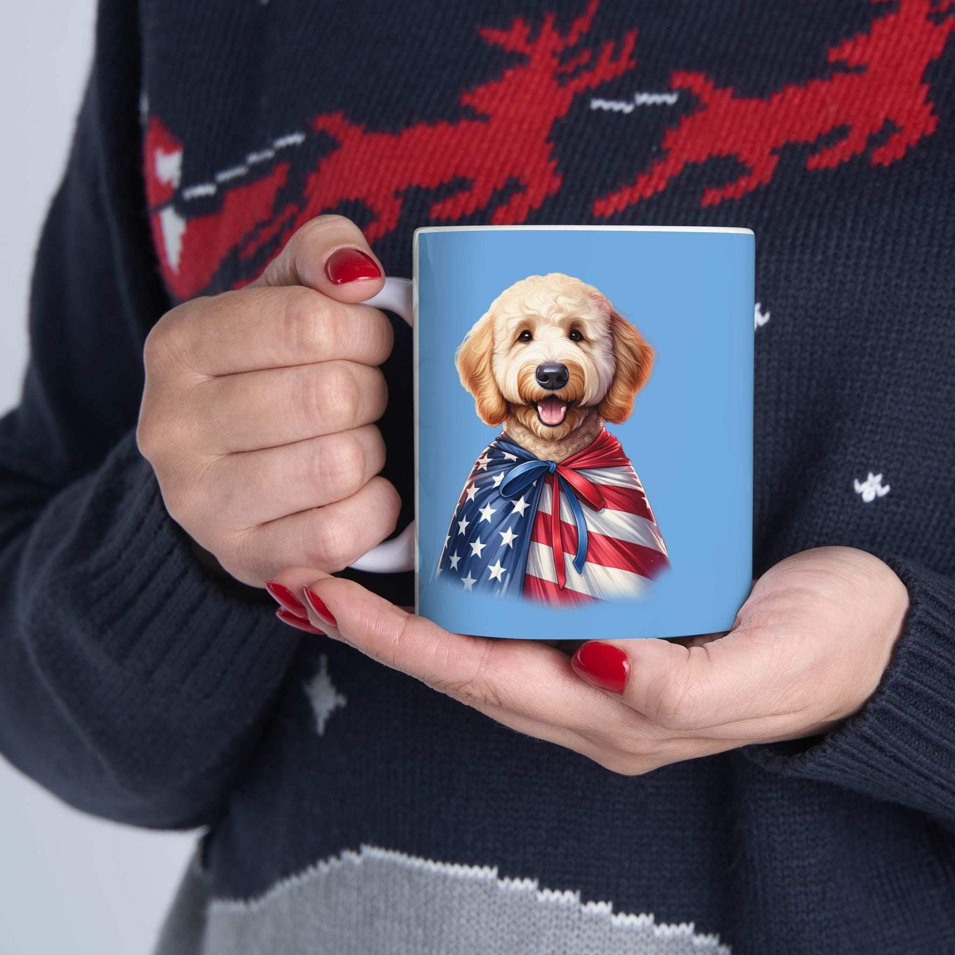 Patriotic Goldendoodle Dog Ceramic Mug - 11oz & 15oz - Purrfect Pet Haven