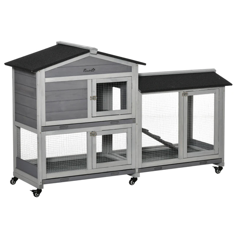 Rabbit Hutch - Large Outdoor with Wheels & Dual Runs - Purrfect Pet Haven