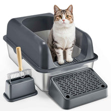 Cat Litter Box Deep 6 Inch - Odor Control High Walls Filtering Foot Board