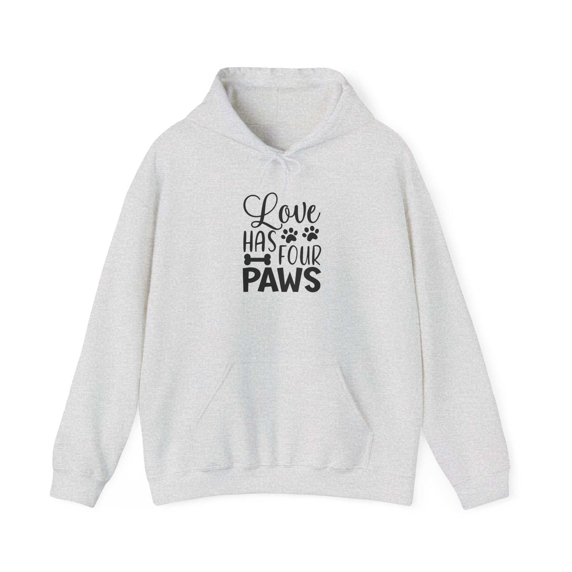 Love Has Four Paws Hoodie – Cozy Unisex Sweatshirt for Pet Lovers - Purrfect Pet Haven