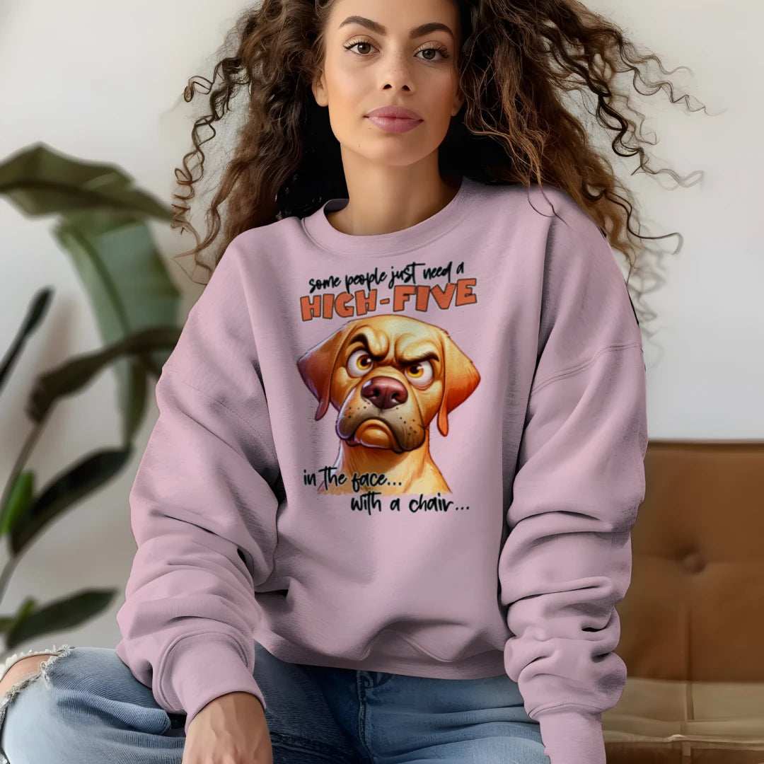 High Five Face Dog Crewneck - Funny Sarcastic Sweatshirt - Purrfect Pet Haven