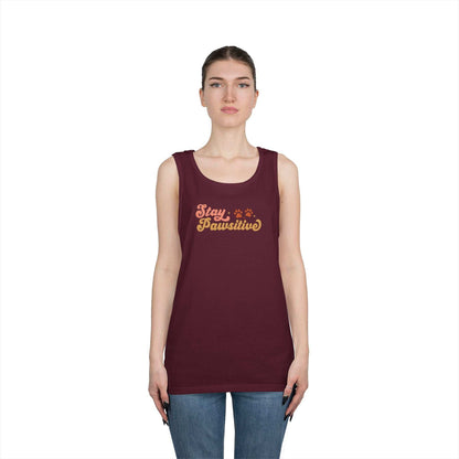 Cute Pet Lover Tank Top, Stay Pawsitive Tank, Funny Dog Lover Shirt - Purrfect Pet Haven