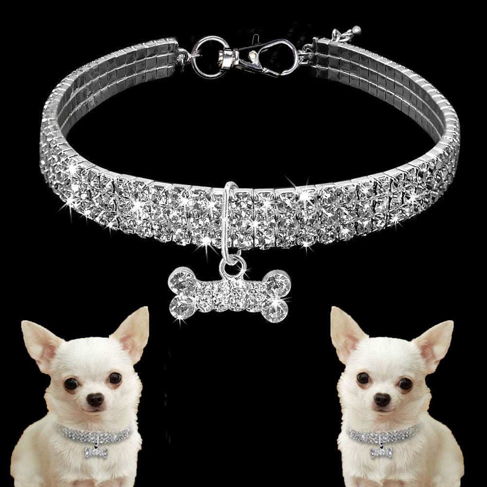 Crystal Bling Rhinestone Dog Collar for Small Medium Dogs Cats - Purrfect Pet Haven