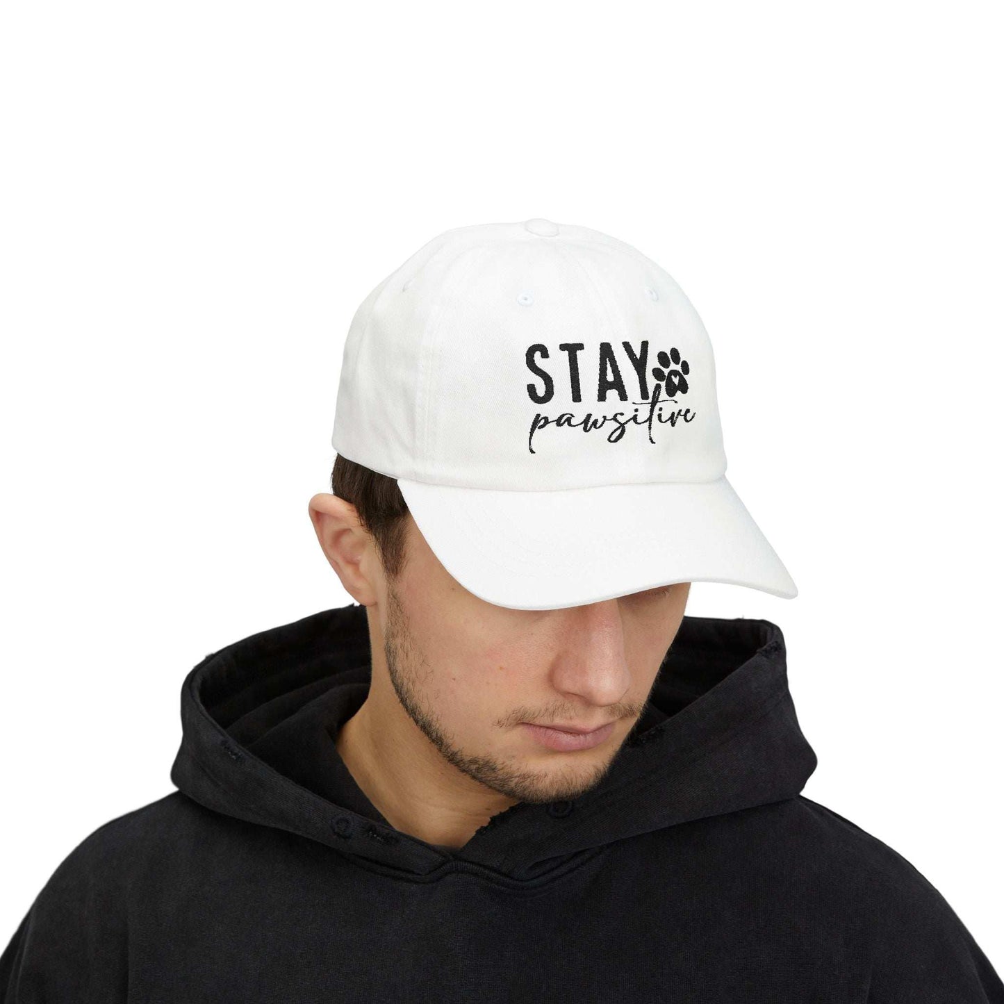 Stay Pawsitive Embroidered Dad Cap - Inspirational Pet Lover Baseball Hat - Purrfect Pet Haven