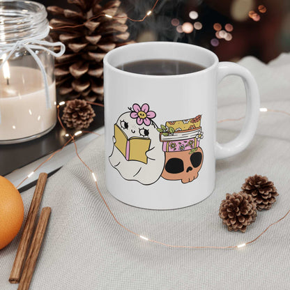 Cute Ghost Ceramic Mug | Coffee Cup for Book Lovers | Halloween Decor | Gift for Readers - Purrfect Pet Haven