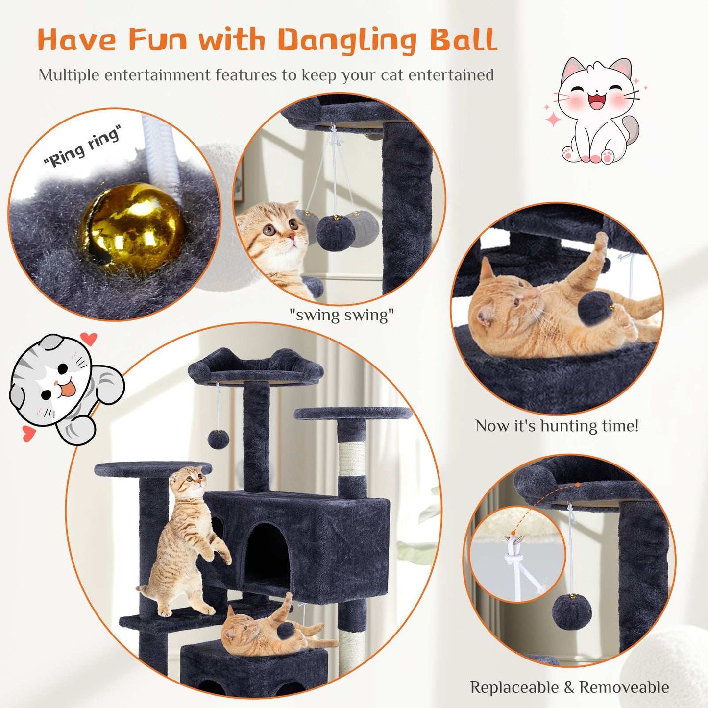 Multi Functional Cat Treehouse Cat Climbing Frame - Purrfect Pet Haven