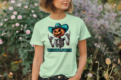 Yeehalloween Spooky Pumpkin Skeleton T-Shirt - Halloween Fun - Purrfect Pet Haven