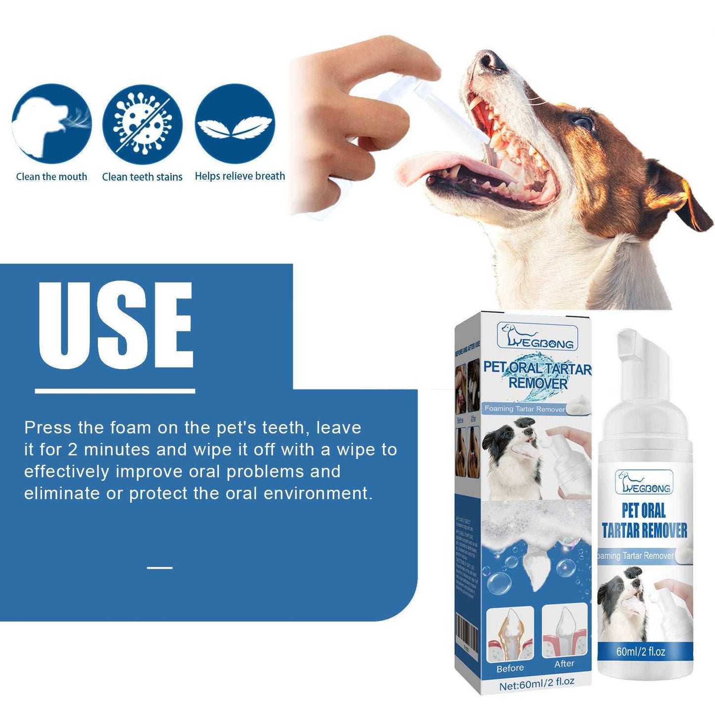 Dental Foam Cleaner For Removing Calculus, Yellow Teeth, Bad Breath, Teeth Cleaning - Purrfect Pet Haven