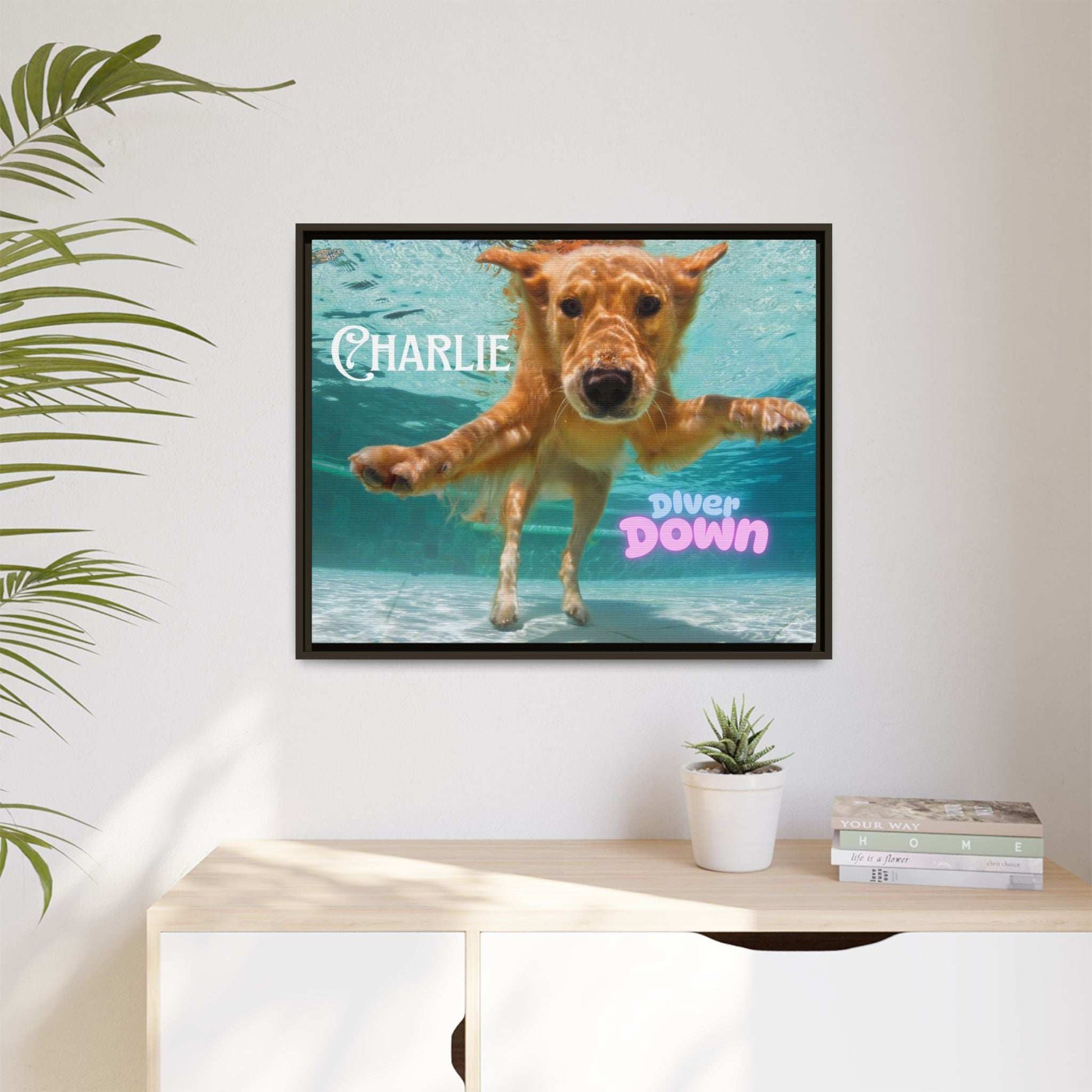 Framed Personalized Landscape Photo Canvas Wall Art - 'Add your Caption' - Purrfect Pet Haven