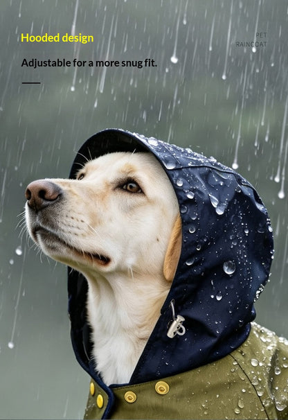 Dog Raincoat With Hood - Cape Style And Snap Closure