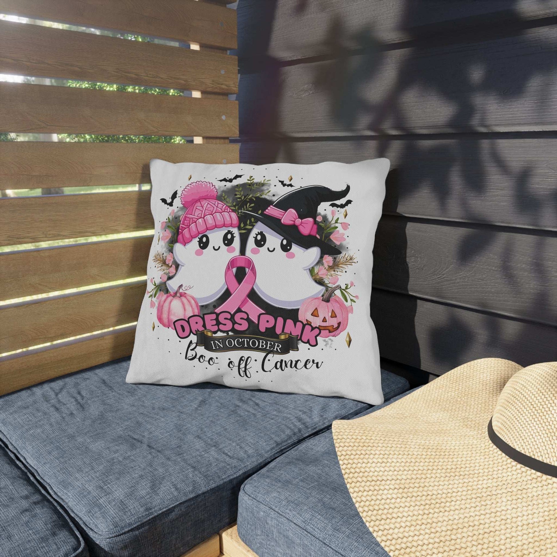Breast Cancer Awareness Halloween Pillow - Boo Off Cancer - Purrfect Pet Haven