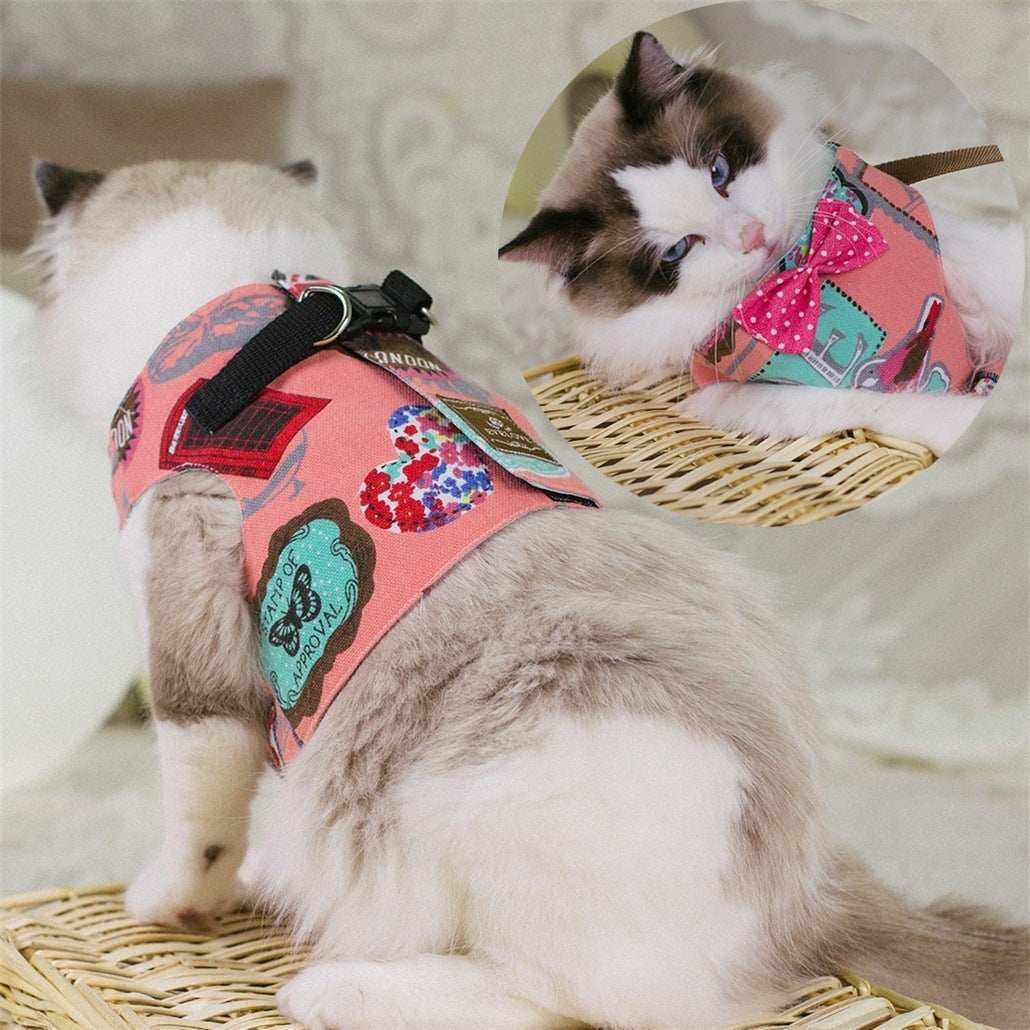 Rope Cat Traction Cat Chest Strap Set Bow - Purrfect Pet Haven
