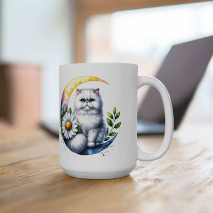 Whimsical Floral Cat Ceramic Mug - 11oz & 15oz - Purrfect Pet Haven