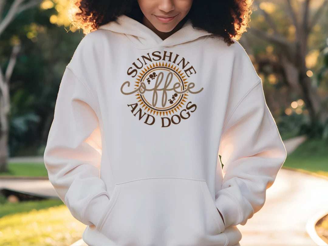 Sun Coffee Dog Hoodie Sweatshirt - Dog Lover Coffee Culture - Purrfect Pet Haven