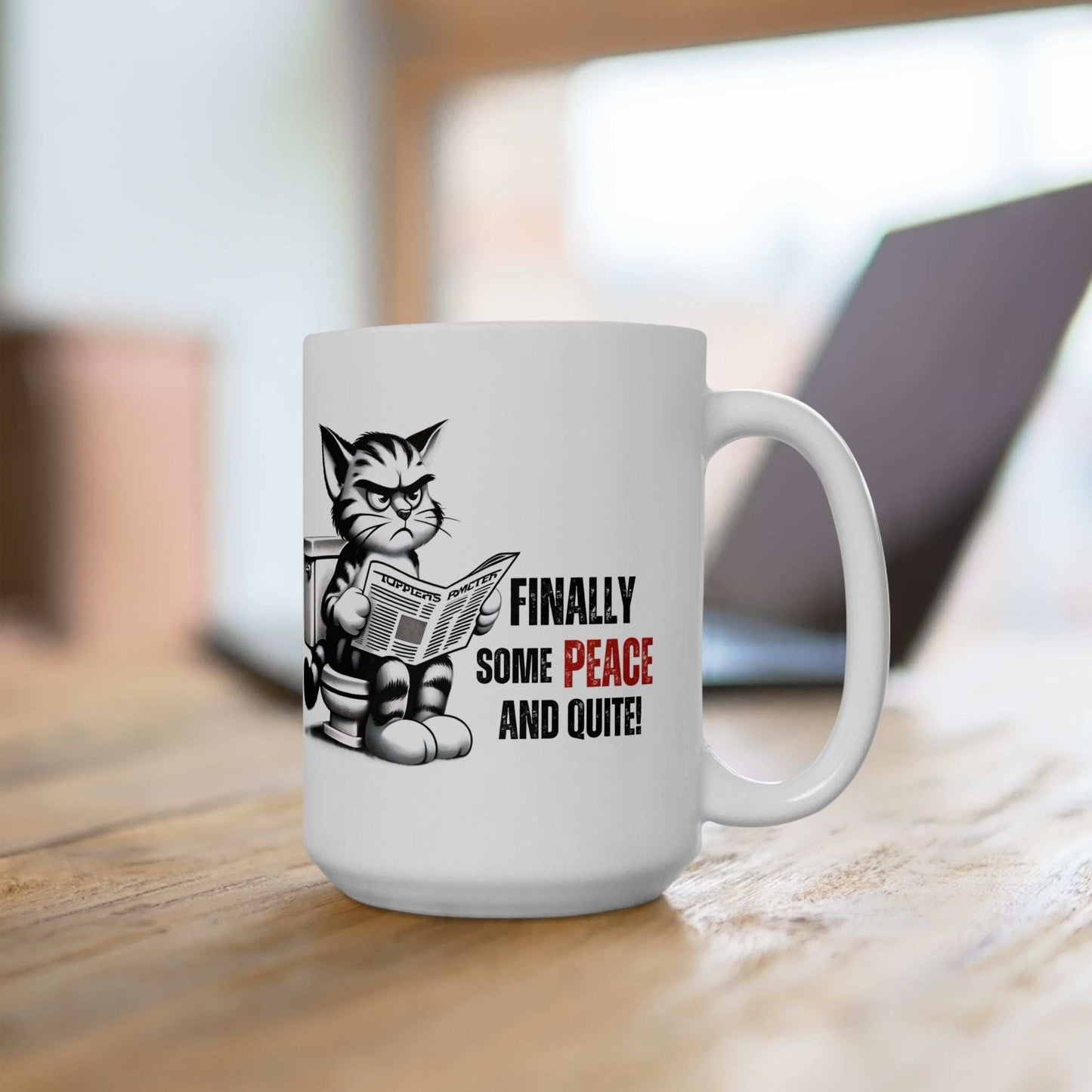 Funny Cat Ceramic Mug – "Finally Some Peace and Quiet!" – Perfect Gift for Cat Lovers - Purrfect Pet Haven