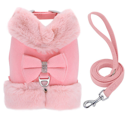 Bow Tie Puppy Harness - Warm Padded Dog Leash Set - Purrfect Pet Haven