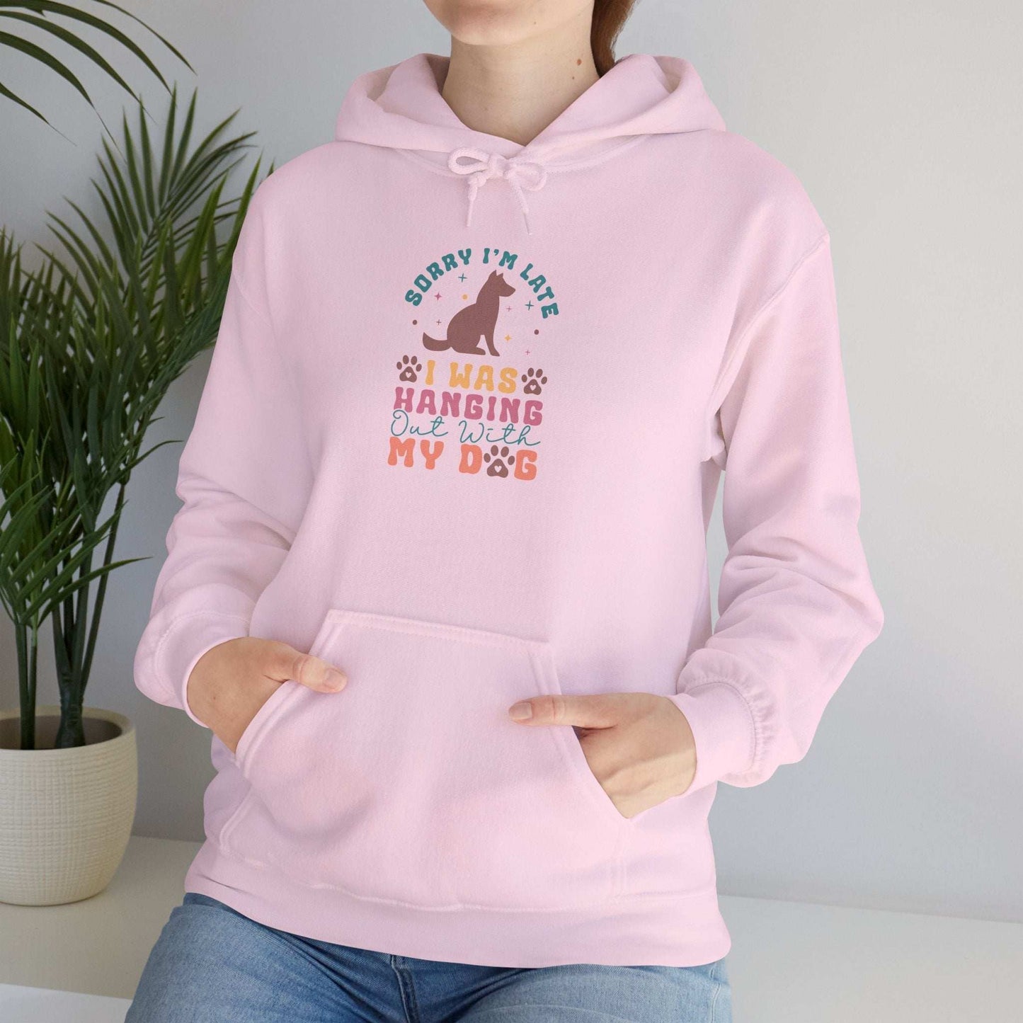 Funny Dog Lover Sweatshirt - "Sorry I'm Late, I Was Hanging Out With My Dog" - Unisex Heavy Blend™ Hoodie - Purrfect Pet Haven