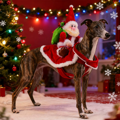 Funny Christmas Dog Costume - Santa Riding Pet Outfit for Small/Large Dogs | Holiday & New Year Gift