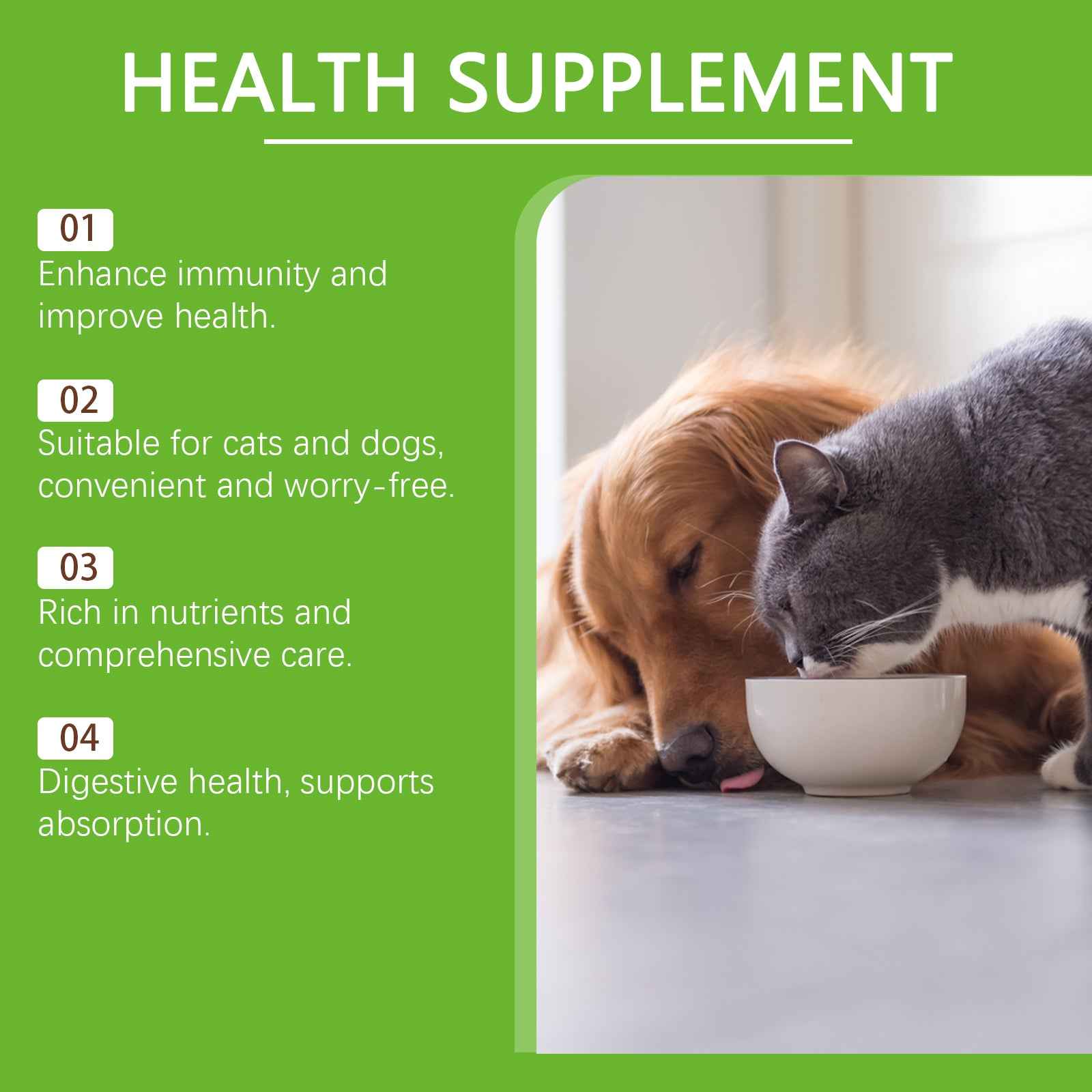 Pet Probiotics & Vitamin Tablets For Dogs & Cats, Gut Health Supplement, Support Digestion & Immune System, 80 Chewable Tablets