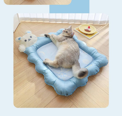 Cat Cooling Mat Ice Silk - Bear Print Summer Sleep Pad