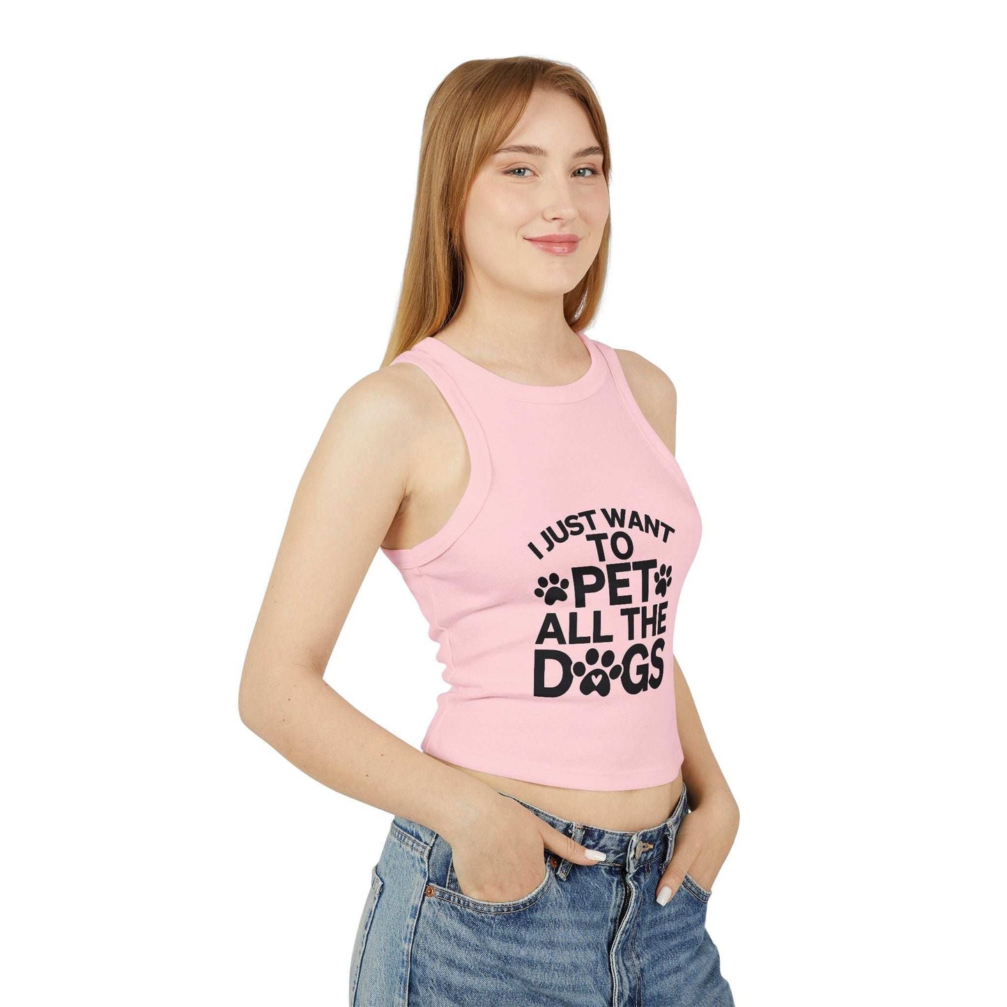 I Just Want to Pet All the Dogs - Women's Micro Rib Racer Tank Top - Cute Pet Lover Apparel | Purrfect Pet Haven