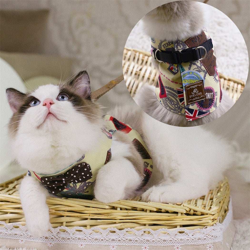 Rope Cat Traction Cat Chest Strap Set Bow - Purrfect Pet Haven