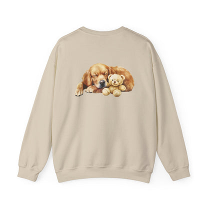 Baby Golden Retriever Crewneck - Nap with Teddy Bear - Purrfect Pet Haven