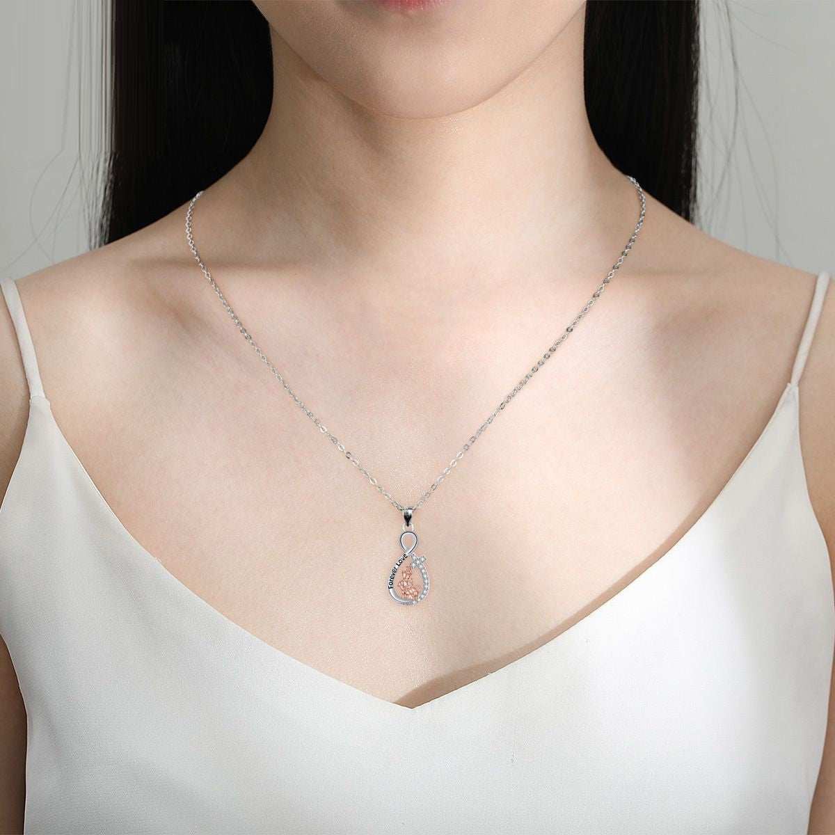 Love Heart Pendant Girl With Dog Necklace - Purrfect Pet Haven