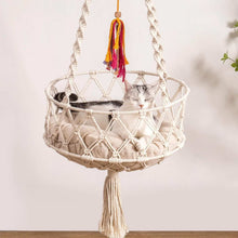 Macrame Cat Swing Bed For Indoor Cats - Boho Hanging Hammock With Washable Mat - Purrfect Pet Haven
