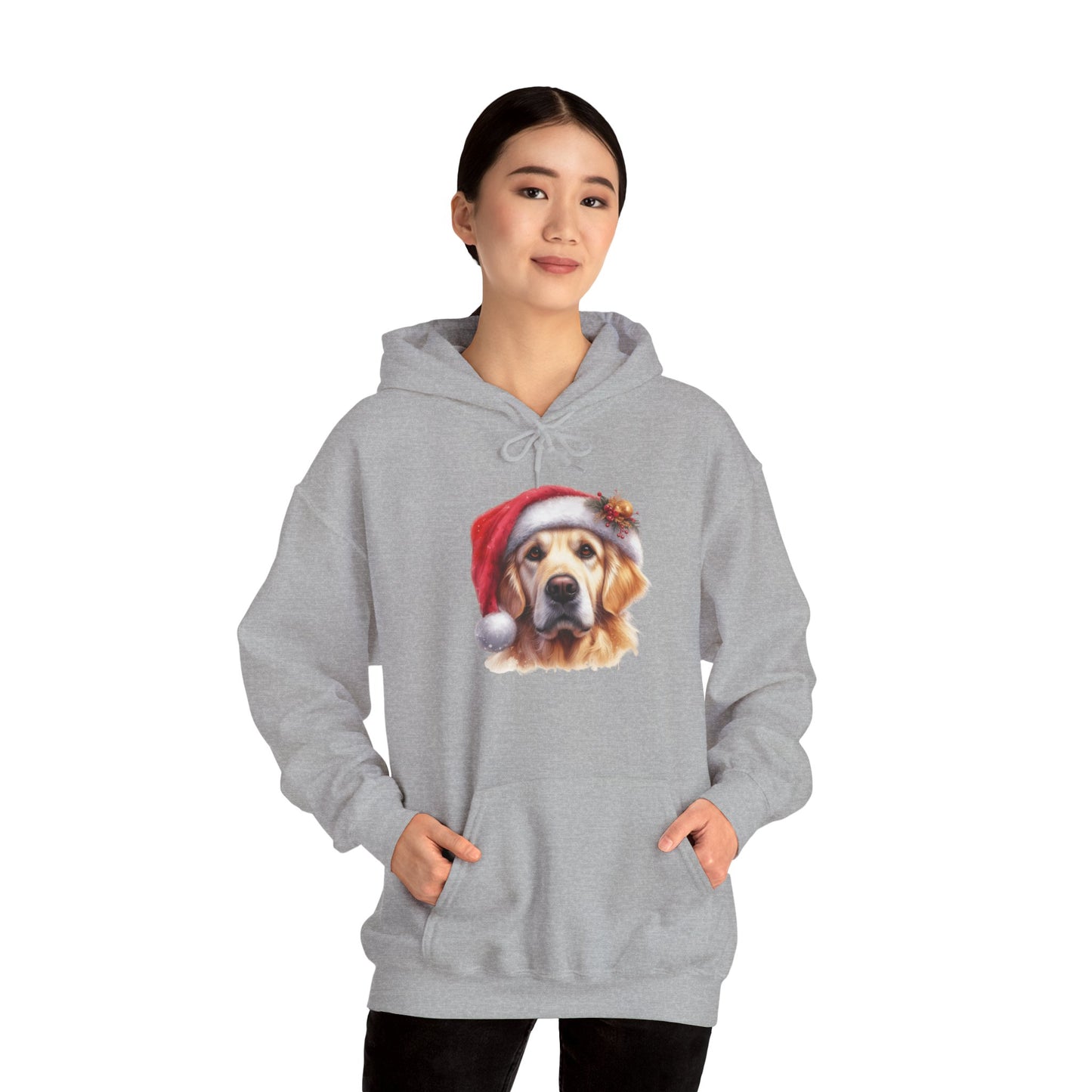 Christmas Hoodie - Golden Retriever in Santa Hat - Purrfect Pet Haven