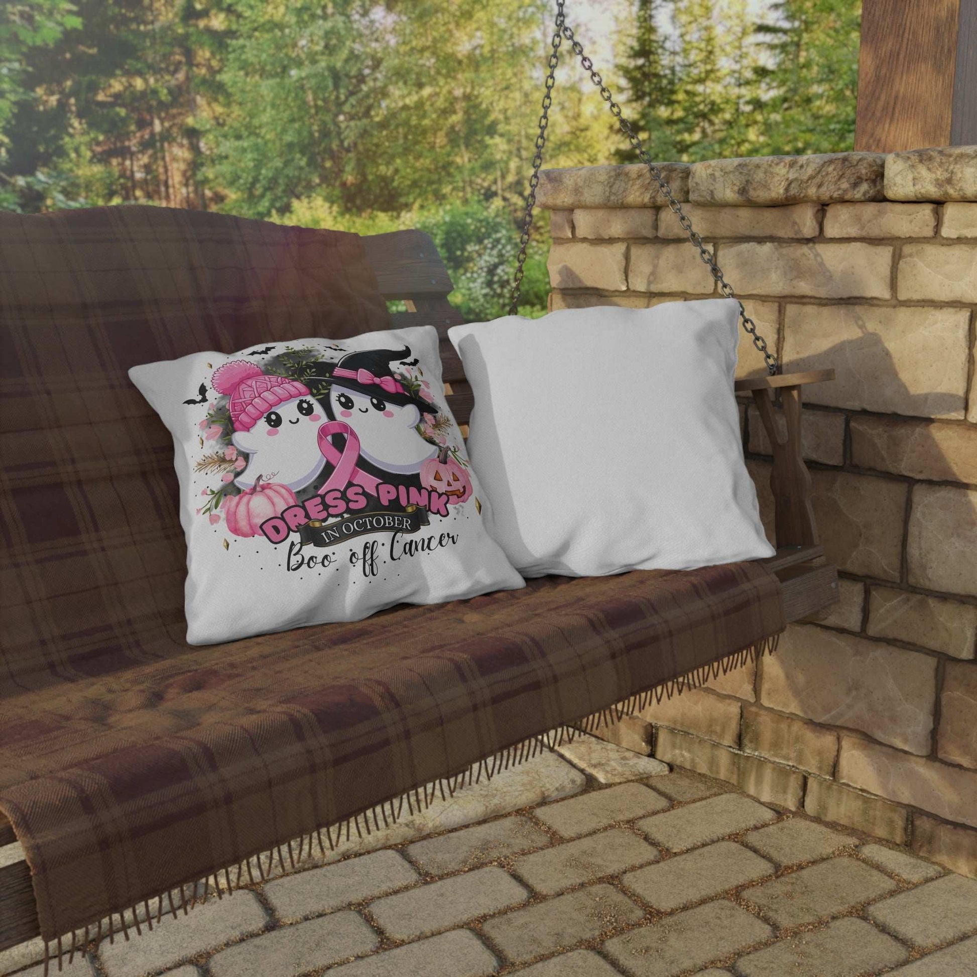 Breast Cancer Awareness Halloween Pillow - Boo Off Cancer - Purrfect Pet Haven