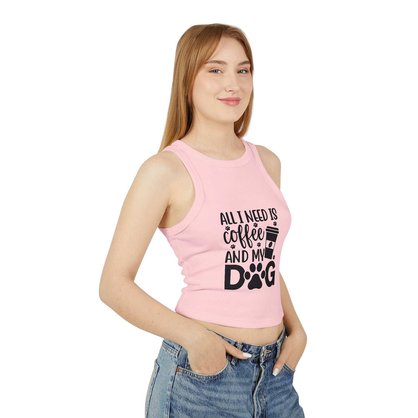 Dog Lover Coffee Micro Rib Racer Tank Top - Purrfect Pet Haven