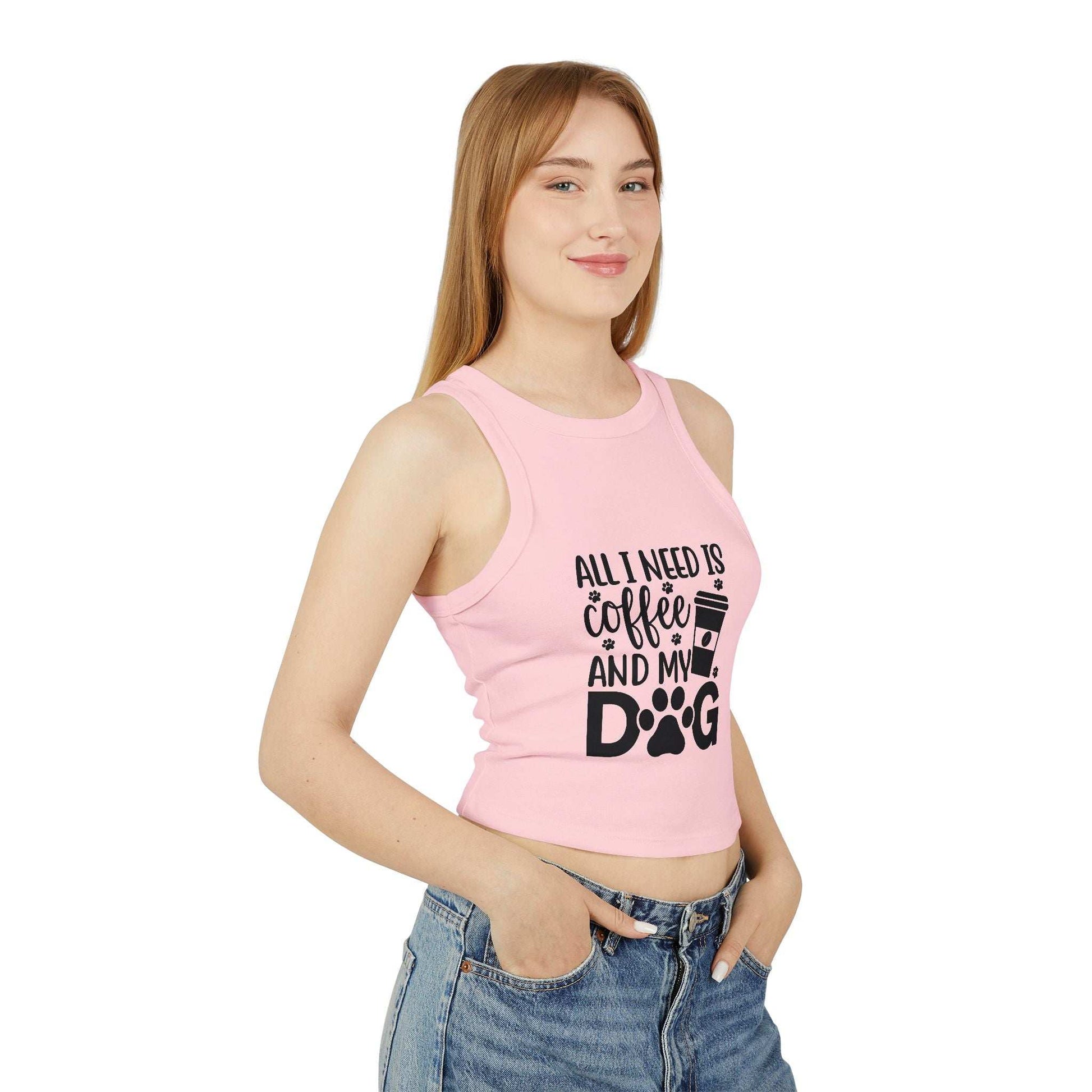 Dog Lover Coffee Micro Rib Racer Tank Top - Purrfect Pet Haven