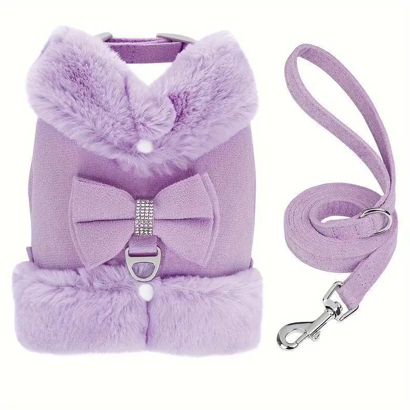 Bow Tie Puppy Harness - Warm Padded Dog Leash Set - Purrfect Pet Haven