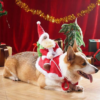 Funny Christmas Dog Costume - Santa Riding Pet Outfit for Small/Large Dogs | Holiday & New Year Gift