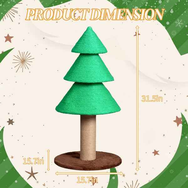 Christmas Tree Cat Scratcher - 31.5" Sisal Scratching Post - Purrfect Pet Haven